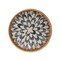Round Rattan Tray with Mother of Pearl Inlay, Rattan Serving Tray with Wooden Base, Decorative Wicker Basket for Table Decor, Storage and Display of Coffee Bread Food Fruit (Plume)